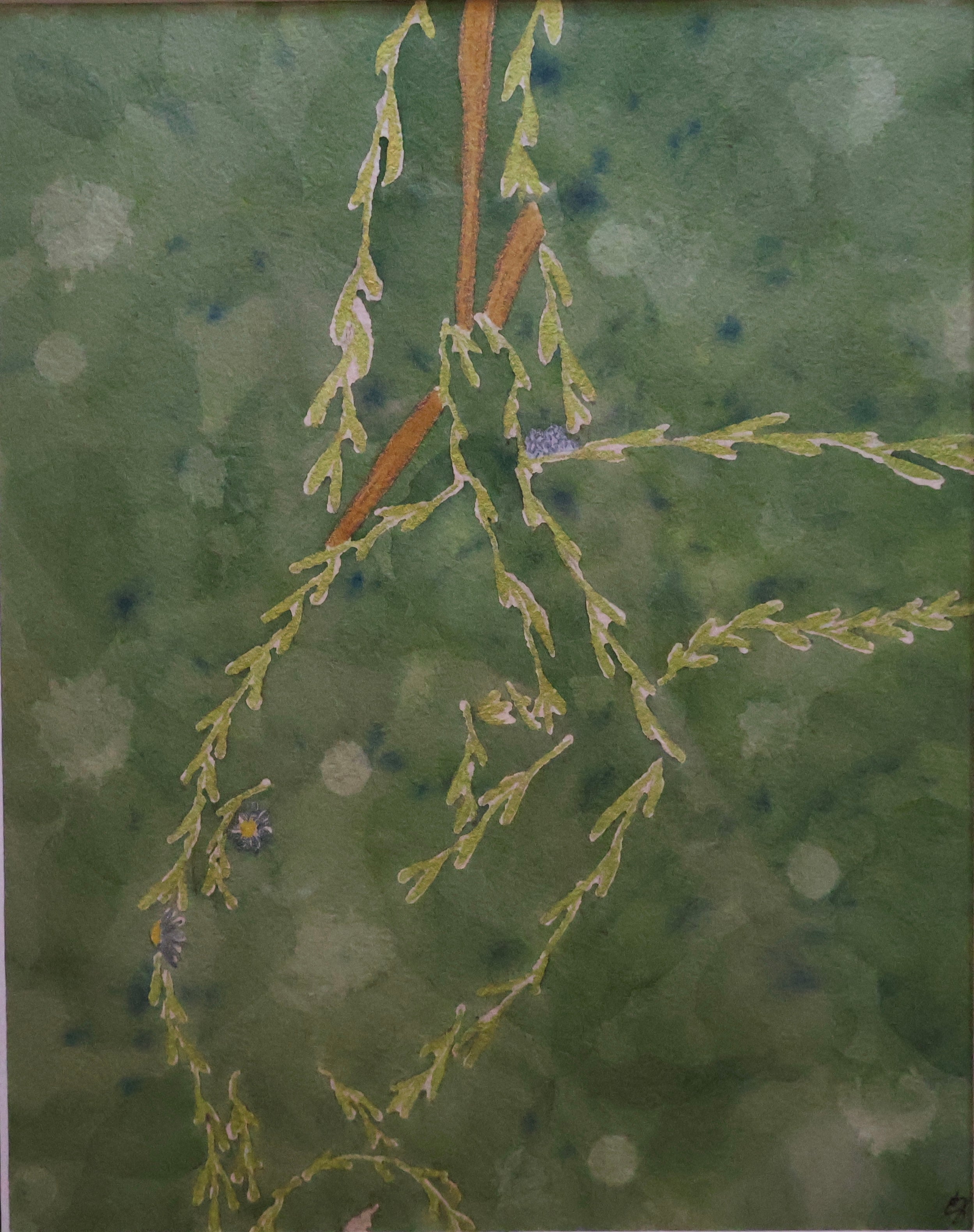 Hanging vines original watercolor paining 8x10 matted and framed to 11x14