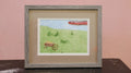 Canal Boat Wheelbarrow original watercolor painting 7x5 matted and framed to 10x8